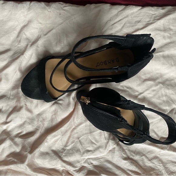 Bamboo Women’s Sandals Black with straps and 4” heel - Picture 3 of 5